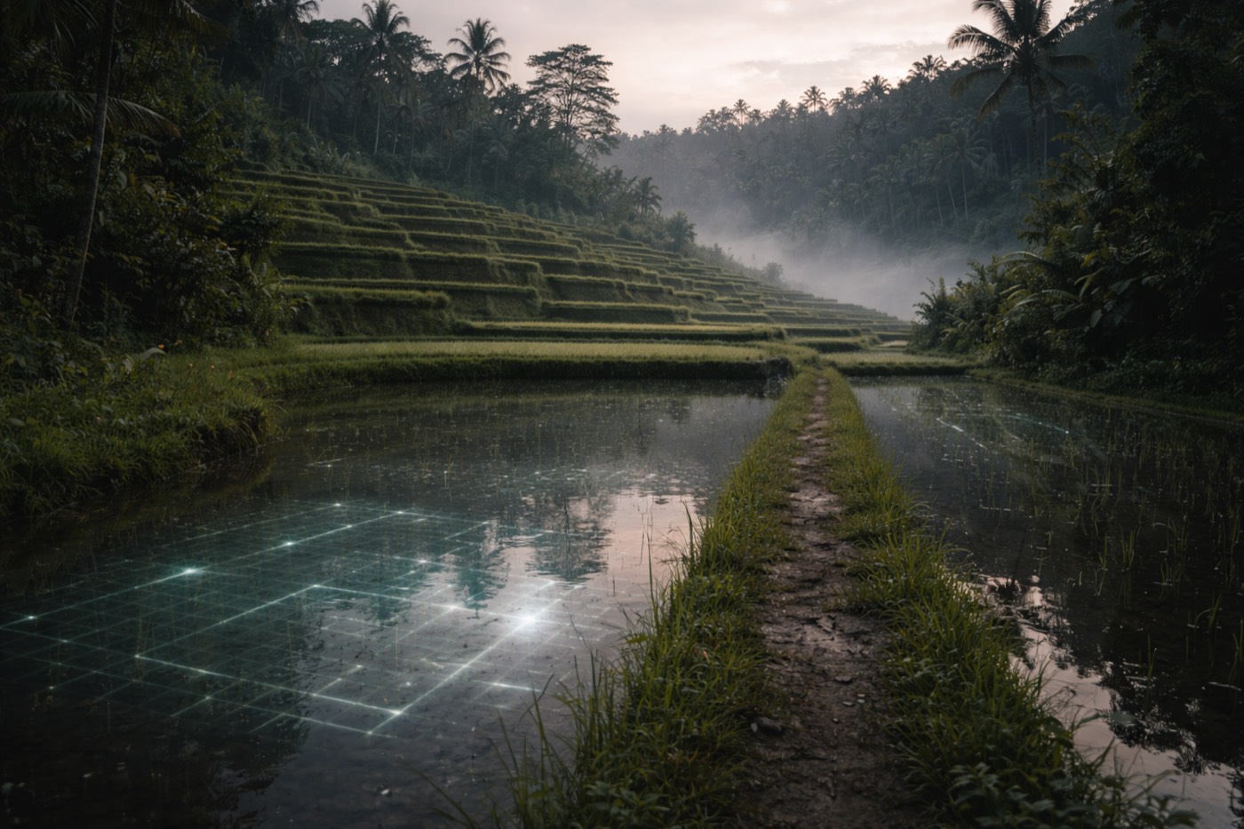 Balinese rice terraces at dawn